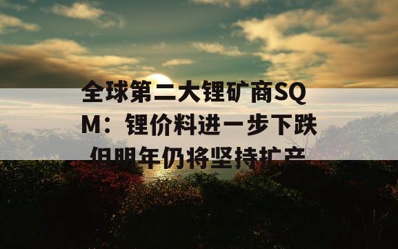 全球第二大锂矿商SQM：锂价料进一步下跌 但明年仍将坚持扩产